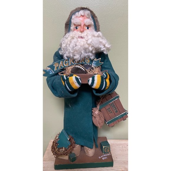 Handmade Christmas holiday Green Bay packers NFL football Santa 20” - Picture 1 of 6